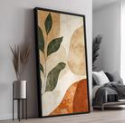 Quadro com Moldura e Acrilico Cristal Vidro Terracota Folhas para Sala, Quarto e Escritório