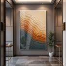 Quadro com Moldura e Acrilico Cristal Vidro Tons Terracota para Sala de estar, Quarto, Hall e Escritório
