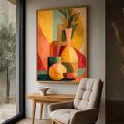 Quadro com Moldura e Acrilico Cristal Vidro Vaso Abstrato para Sala de estar, Quarto, Hall e Escritório