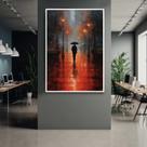 Quadro com Moldura Estrada Chuva Arte Vermelha Decorativo Grande Sala Quarto Hall Escritório Cozinha Vertical Quadro com Moldura Estrada Chuva Arte Vermelha Decorativo Grande Sala Quarto Hall Escritório Cozinha Vertical