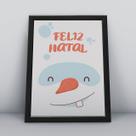 Quadro com moldura feliz natal boneco de neve