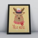 Quadro com moldura feliz natal rena