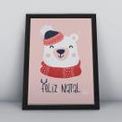 Quadro com moldura feliz natal urso branco