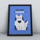 Quadro com moldura fique bem logo gato