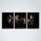 Quadro com moldura flor de lotus e fases da lua dourada Quadro com moldura flor de lotus e fases da lua dourada