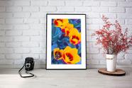Quadro Com Moldura Flores Amarelas e Azuis