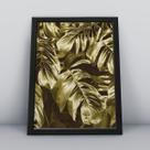 Quadro com moldura folhagens dourado