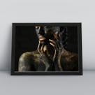 Quadro com moldura folhagens dourado