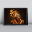 Quadro com moldura folhas douradas