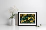 Quadro Com Moldura Folhas Verdes e Douradas
