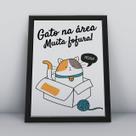 Quadro com moldura gato na área muita fofura