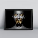 Quadro com moldura gato preto assustado