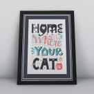 Quadro com moldura home where your cat