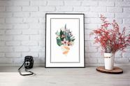 Quadro Com Moldura Ilustração Buquê de Flores