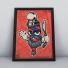 Quadro com moldura ilustração de barbeiro de personagem Quadro com moldura ilustração de barbeiro de personagem