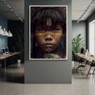 Quadro com Moldura India Selva Amazonica Brasil Decorativo Grande Sala Quarto Hall Escritório Cozinha Vertical