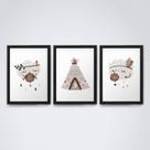 Quadro com moldura kit infantil indio Trio-15 Quadro com moldura kit infantil indio Trio-15