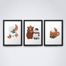 Quadro com moldura kit urso inverno Trio-12