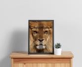 Quadro Com Moldura Leão Cruz Coroa
