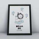 Quadro com moldura leão sonhe alto pequeno Ilustra-ao-15-M1 Quadro com moldura leão sonhe alto pequeno Ilustra-ao-15-M1