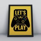 Quadro com moldura let's play fundo amarelo Quadro com moldura let's play fundo amarelo