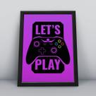 Quadro com moldura let's play fundo lilás Quadro com moldura let's play fundo lilás