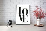 Quadro Com Moldura Love Branco e Preto
