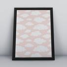 Quadro com moldura nuvens cacheadas Fundo-Infantil-045-M1