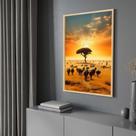 Quadro com Moldura Paisagem Africana Savana Por do Sol Decorativo Grande Sala Quarto Hall Escritório Cozinha Vertical