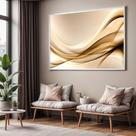 Quadro com Moldura Sala Quarto Abstrato Dourado Decorativo Horizontal Grande Hall