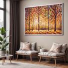 Quadro com Moldura Sala Quarto Bosque Arte Decorativo Horizontal Grande Hall