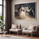 Quadro com Moldura Sala Quarto Cavalo Correndo Deserto Decorativo Horizontal Grande Hall