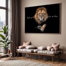 Quadro com Moldura Sala Quarto Leão Aquele que te Guarda Salmos Decorativo Horizontal Grande Hall
