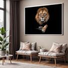 Quadro com Moldura Sala Quarto Leão Luxo Decorativo Horizontal Grande Hall