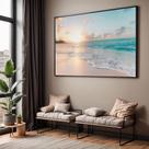 Quadro com Moldura Sala Quarto Paisagem Praia Decorativo Horizontal Grande Hall