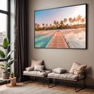 Quadro com Moldura Sala Quarto Paisagem Praia Pier Decorativo Horizontal Grande Hall Quadro com Moldura Sala Quarto Paisagem Praia Pier Decorativo Horizontal Grande Hall