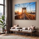 Quadro com Moldura Sala Quarto Ponte Brooklyn NY Decorativo Horizontal Grande Hall