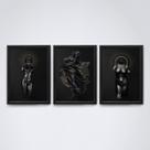 Quadro com moldura sol e fases da lua dourada Quadro com moldura sol e fases da lua dourada