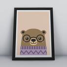 Quadro com moldura ursinho de óculos Ilustra-ao-64-M1