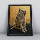 Quadro com molduracachorro dourado