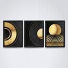 Quadro com molduracirculares dourado e preto