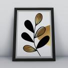 Quadro com moldurafolhas dourada