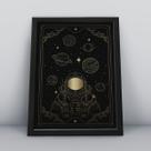 Quadro com moldurapassaro mistico dourado signo Quadro com moldurapassaro mistico dourado signo
