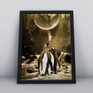 Quadro com moldurapinguins dourados Quadro com moldurapinguins dourados