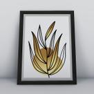 Quadro com molduraplanta dourada Quadro com molduraplanta dourada