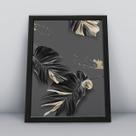Quadro com molduraplantas douradas diversas Quadro com molduraplantas douradas diversas