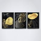 Quadro com molduraplantas pretas e douradas Quadro com molduraplantas pretas e douradas