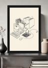 Quadro Computador Retro Digital com Vidro e Moldura Tamanho:21cm x 30cm (A4)