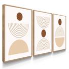 Quadro Conjunto Trio Boho Chic Neutro 55x40 Com Moldura