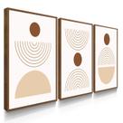 Quadro Conjunto Trio Boho Chic Neutro 55x40 Com Moldura